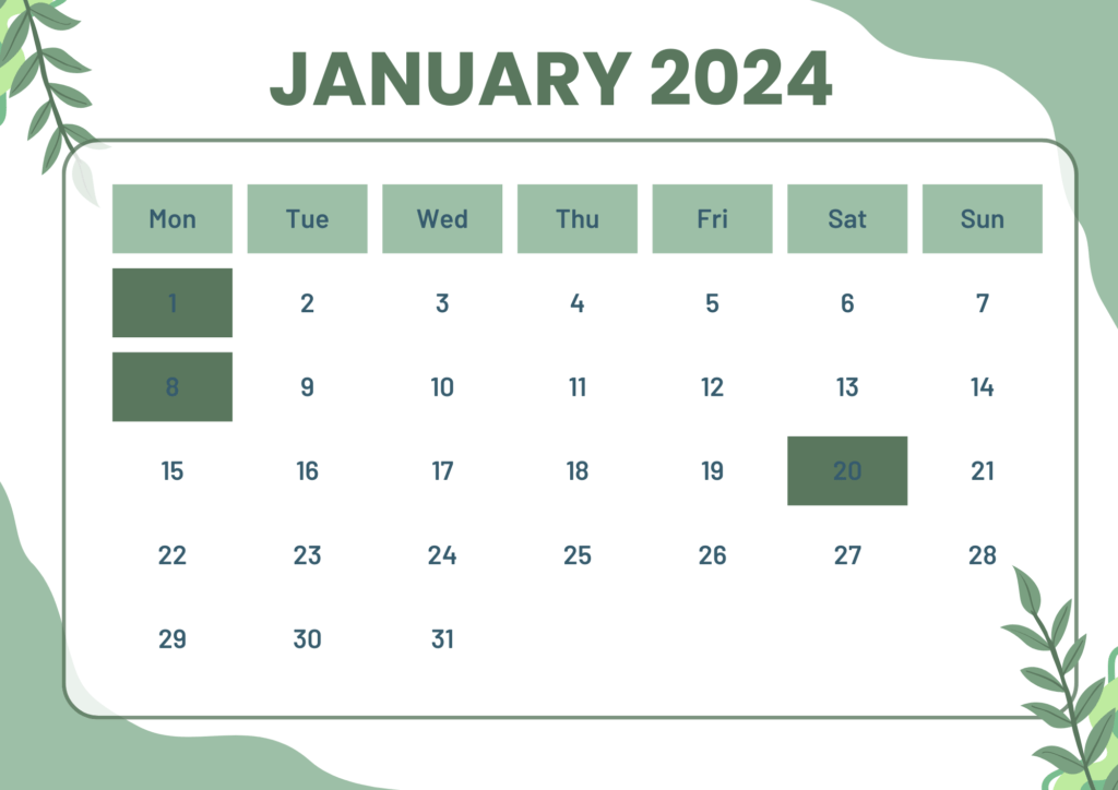 January 2024 Calendar: Plan Success, Achieve Goals Every Day!