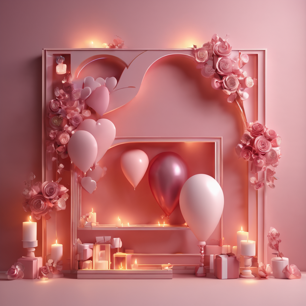 Beautiful Valentine's day Wallpaper with Beautiful balloons and romantic candles. A symbol of love