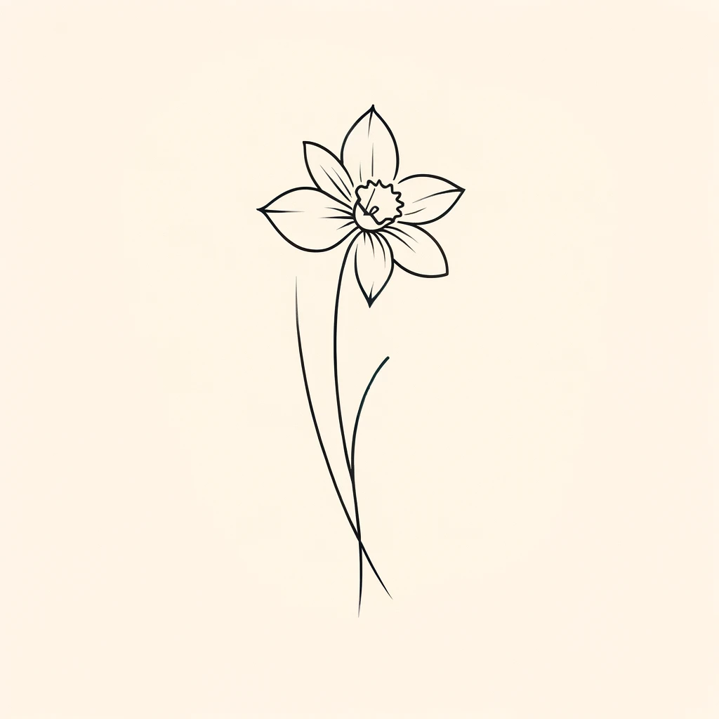 Here are the minimalist daffodil tattoo designs, created with simplicity and elegance. These designs showcase the beauty of the daffodil through single lines or delicate strokes, embodying the flower's symbolism in a subtle and refined manner. 